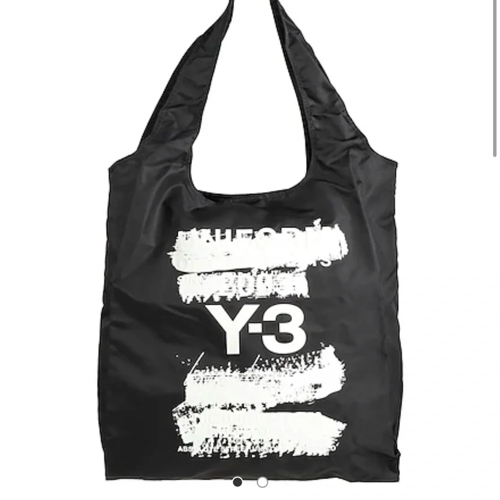 Y-3 Black Tote Messenger Bag with White Logo Brushstroke